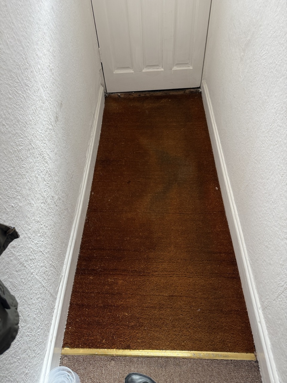 Hallway carpet before professional cleaning